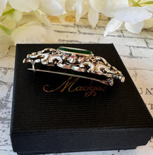 Charger l'image dans la galerie, Antique Austro-Hungarian Ruby & Chrysoprase Enamel Silver Brooch