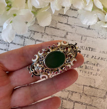 Charger l'image dans la galerie, Antique Austro-Hungarian Ruby & Chrysoprase Enamel Silver Brooch