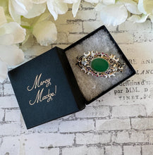 Charger l'image dans la galerie, Antique Austro-Hungarian Ruby & Chrysoprase Enamel Silver Brooch