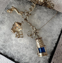 Load image into Gallery viewer, Vintage 1970s Georg Jensen Sterling Silver Curb Chain Charm Bracelet With 9 Charms & Heart Padlock Clasp, All Original