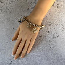 Load image into Gallery viewer, Vintage 1970s Georg Jensen Sterling Silver Curb Chain Charm Bracelet With 9 Charms & Heart Padlock Clasp, All Original