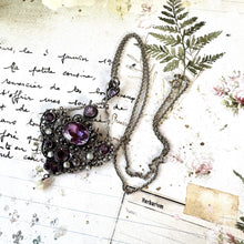 Cargar imagen en el visor de la galería, Antique Art Nouveau Silver Amethyst & Pearl Drop Lavalier Pendant