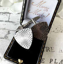 Carica l'immagine nel visualizzatore di Gallery, Vintage 1960s Sterling Silver Cufflinks - Guilloche Engraved Sunbursts - London Hallmarks. Wedding Groom, Dapper Dandy Formal Gifts For Him