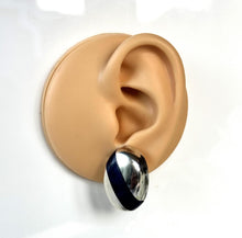 画像をギャラリービューアに読み込む, Vintage 1980s Sterling Silver & Lapis Lazuli Oversized Stud Earrings. Chunky Oval Solid Silver Earrings For Pierced Ears, Taxco Mexico