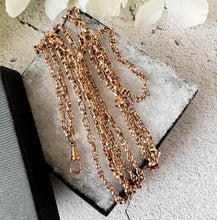 画像をギャラリービューアに読み込む, Antique Georgian/Victorian Rolled Gold 54" Guard Chain Necklace. 9ct Rose Gold Filled Figure-Of-8 Faceted Belcher Chain Necklace/Muff Chain