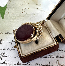画像をギャラリービューアに読み込む, Antique Victorian Fancy Gold Gilt Metal Bloodstone & Carnelian Spinner Fob Pendant