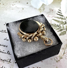 画像をギャラリービューアに読み込む, Antique Victorian Fancy Gold Gilt Metal Bloodstone & Carnelian Spinner Fob Pendant