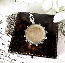 画像をギャラリービューアに読み込む, Antique Queen Victoria 1897 Sterling Silver Shilling Fob Pendant. Large Victorian Silver & Glass Ships Wheel Necklace Pendant