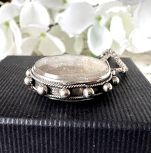 画像をギャラリービューアに読み込む, Antique Queen Victoria 1897 Sterling Silver Shilling Fob Pendant. Large Victorian Silver & Glass Ships Wheel Necklace Pendant
