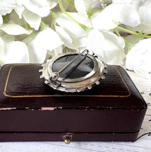 画像をギャラリービューアに読み込む, Antique Victorian Sterling Silver Locket Brooch With Photo Compartment. Oval Aesthetic Engraved Flower Bouquet Victorian Brooch/Lapel Pin