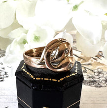 Load image into Gallery viewer, Antique Victorian 15ct Gold Diamond Snake Ring. Double Snake Wrap Yellow Gold & Old Cut Diamond Ring. Romantic Love Token Eternity Ring