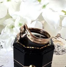 Load image into Gallery viewer, Antique Victorian 15ct Gold Diamond Snake Ring. Double Snake Wrap Yellow Gold & Old Cut Diamond Ring. Romantic Love Token Eternity Ring