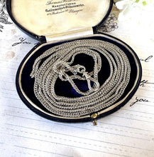 Cargar imagen en el visor de la galería, Antique Georgian Sterling Silver Guard Chain Necklace With Threaded Screw Swivel Clip. 52" Long Curb Chain Sautoir Necklace/Muff Chain