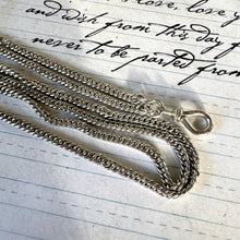 Cargar imagen en el visor de la galería, Antique Georgian Sterling Silver Guard Chain Necklace With Threaded Screw Swivel Clip. 52" Long Curb Chain Sautoir Necklace/Muff Chain