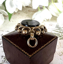 画像をギャラリービューアに読み込む, Antique Victorian Fancy Gold Gilt Metal Bloodstone & Carnelian Spinner Fob Pendant