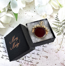 画像をギャラリービューアに読み込む, Antique Victorian Fancy Gold Gilt Metal Bloodstone & Carnelian Spinner Fob Pendant
