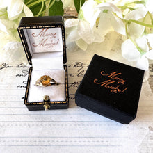Load image into Gallery viewer, Vintage 9ct Yellow Gold Natural Citrine Ring. Fancy Cut Golden Citrine Retro Ring. 2.0ct Yellow Citrine Solitaire Ring Size M-1/2 / 6-1/2