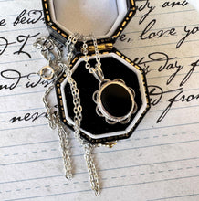 画像をギャラリービューアに読み込む, Vintage Whitby Jet Sterling Silver Pendant Necklace. English jet Black Gemstone Silver Pendant & Chain. Minimalist Pendant On Cable Chain