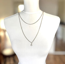Cargar imagen en el visor de la galería, Antique Georgian Sterling Silver Guard Chain Necklace With Threaded Screw Swivel Clip. 52" Long Curb Chain Sautoir Necklace/Muff Chain