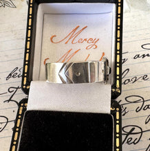 Load image into Gallery viewer, Antique Victorian Sterling Silver Buckle Ring In Original Box. Gents/Unisex Wide Chunky Silver Band Ring, 1893 Hallmarks, Size V-1/2/10-3/4
