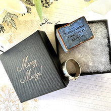 Load image into Gallery viewer, Antique Victorian Sterling Silver Buckle Ring In Original Box. Gents/Unisex Wide Chunky Silver Band Ring, 1893 Hallmarks, Size V-1/2/10-3/4