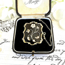 Load image into Gallery viewer, Antique Georgian 9ct Gold Diamond, Pearl "Forget-Me-Not" Locket Brooch/Pendant. Sentimental Georgian/Victorian Mourning/Love Token Jewellery