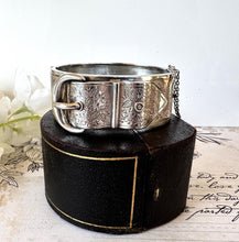 Load image into Gallery viewer, Antique Victorian Sterling Silver Buckle Bangle Dated 1884 in Original Wales & McCulloch, Cheapside London Antique Bracelet Case/Box