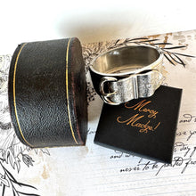 Load image into Gallery viewer, Antique Victorian Sterling Silver Buckle Bangle Dated 1884 in Original Wales & McCulloch, Cheapside London Antique Bracelet Case/Box