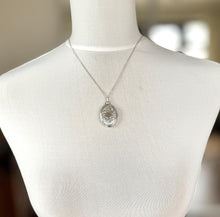 画像をギャラリービューアに読み込む, Vintage Sterling Silver Acanthus Engraved Oval Locket Pendant Necklace. Floral Art Nouveau Style Sterling Silver Photo Locket With Chain