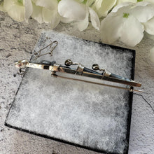 Load image into Gallery viewer, Antique Victorian Scottish Silver Citrine & Agate Sword Kilt Pin. Cairngorm, Montrose Blue Banded Agate Large Dirk/Dagger Statement Brooch