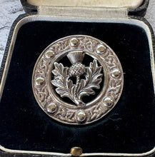 画像をギャラリービューアに読み込む, Vintage Scottish Sterling Silver Celtic Ring Brooch With Thistle, Robert Allison, Glasgow 1953
