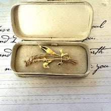 画像をギャラリービューアに読み込む, Antique Edwardian 15ct Gold, Enamel & Seed Pearl Lily-of-the-Valley Brooch, Boxed. Delicate Bridal Flower Romantic Brooch/Lapel Pin