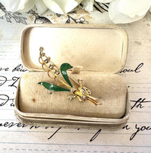 画像をギャラリービューアに読み込む, Antique Edwardian 15ct Gold, Enamel & Seed Pearl Lily-of-the-Valley Brooch, Boxed. Delicate Bridal Flower Romantic Brooch/Lapel Pin