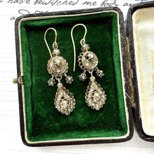 画像をギャラリービューアに読み込む, Antique Georgian Gold & Mine Cut Rough Diamond Mughal Earrings. Long Pendeloque Drop Gold Earrings. Diamond Earrings With 18ct Gold Hooks