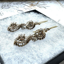 画像をギャラリービューアに読み込む, Antique Georgian Gold & Mine Cut Rough Diamond Mughal Earrings. Long Pendeloque Drop Gold Earrings. Diamond Earrings With 18ct Gold Hooks