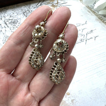 画像をギャラリービューアに読み込む, Antique Georgian Gold & Mine Cut Rough Diamond Mughal Earrings. Long Pendeloque Drop Gold Earrings. Diamond Earrings With 18ct Gold Hooks