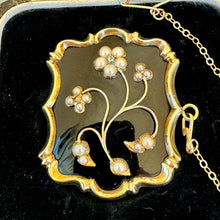 Load image into Gallery viewer, Antique Georgian 9ct Gold Diamond, Pearl "Forget-Me-Not" Locket Brooch/Pendant. Sentimental Georgian/Victorian Mourning/Love Token Jewellery