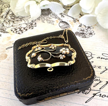 Load image into Gallery viewer, Antique Georgian 9ct Gold Diamond, Pearl "Forget-Me-Not" Locket Brooch/Pendant. Sentimental Georgian/Victorian Mourning/Love Token Jewellery