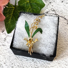 画像をギャラリービューアに読み込む, Antique Edwardian 15ct Gold, Enamel & Seed Pearl Lily-of-the-Valley Brooch, Boxed. Delicate Bridal Flower Romantic Brooch/Lapel Pin