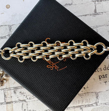 Carica l'immagine nel visualizzatore di Gallery, Antique Sterling Silver Fob Chain With Prince of Wales Feathers Drop, T-Bar & Albert Clip. Edwardian/Victorian Brick Link Pocket Watch Chain