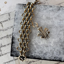 Carica l'immagine nel visualizzatore di Gallery, Antique Sterling Silver Fob Chain With Prince of Wales Feathers Drop, T-Bar & Albert Clip. Edwardian/Victorian Brick Link Pocket Watch Chain