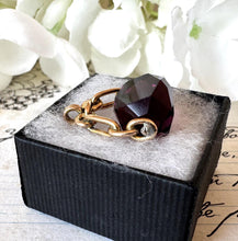 画像をギャラリービューアに読み込む, Antique Victorian Rolled Gold Faceted Amethyst Glass Spinner Fob Pendant