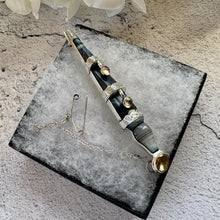 Load image into Gallery viewer, Antique Victorian Scottish Silver Citrine & Agate Sword Kilt Pin. Cairngorm, Montrose Blue Banded Agate Large Dirk/Dagger Statement Brooch