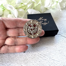 画像をギャラリービューアに読み込む, Vintage Scottish Sterling Silver Celtic Ring Brooch With Thistle, Robert Allison, Glasgow 1953