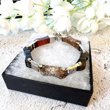 Load image into Gallery viewer, Victorian Scottish Agate Silver Bracelet With Original Bloodstone & Carnelian Lion Fob