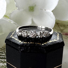 画像をギャラリービューアに読み込む, Antique Edwardian 9ct Gold 5-Stone Diamond Ring. Commitment Anniversary Engagement Ring. Antique Natural Diamond Stacking Ring, Size O/7-1/4