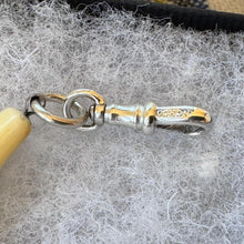 Carica l'immagine nel visualizzatore di Gallery, Antique Victorian Silver Stag Tooth Breloque Pendant With Dog-Clip