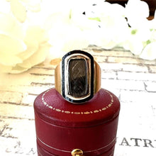 Load image into Gallery viewer, Georgian 18ct Gold Mourning Ring With Locket Compartment, Engraved Lady Frances Knatchbull Died 1799. Antique Rose Gold Enamel Marquise Ring