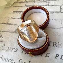 Load image into Gallery viewer, Georgian 18ct Gold Mourning Ring With Locket Compartment, Engraved Lady Frances Knatchbull Died 1799. Antique Rose Gold Enamel Marquise Ring