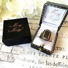 Load image into Gallery viewer, Georgian 18ct Gold Mourning Ring With Locket Compartment, Engraved Lady Frances Knatchbull Died 1799. Antique Rose Gold Enamel Marquise Ring